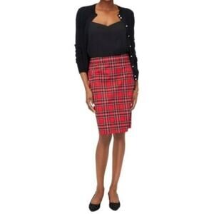 J.Crew Red Holiday Stewart Tartan Plaid Pencil Skirt Sz.22W NWT